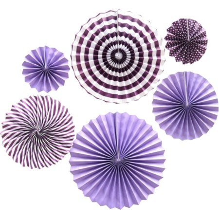 Kağıt Yelpaze Süs Mor Set 6 lı