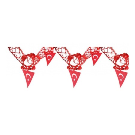 Metalize Türk Bayrak Uzar Süs 5 li Set 100x15 cm