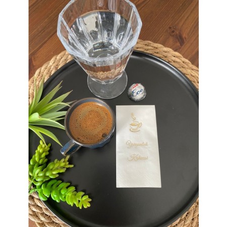 Gold Yaldızlı Beyaz Yorgunluk Kahvesi Peçete 6x12 cm