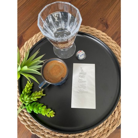 Gümüş Yaldızlı Beyaz Anne Kız Kahvesi Peçete 6x12 cm