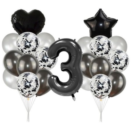 3 Yaş Siyah Balon Seti