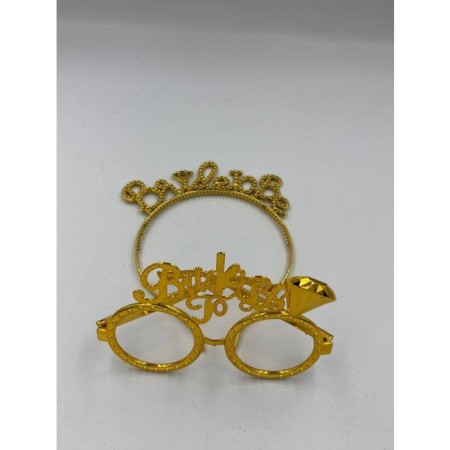 Plastik Brıde To Be Taç Gözlük Gold 2 li Set