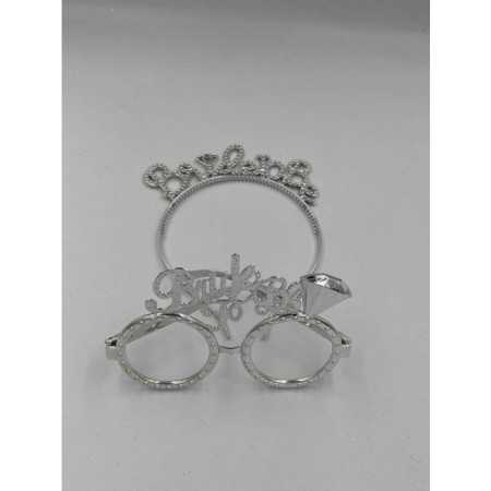 Plastik Brıde To Be Taç Gözlük Gümüş 2 li Set