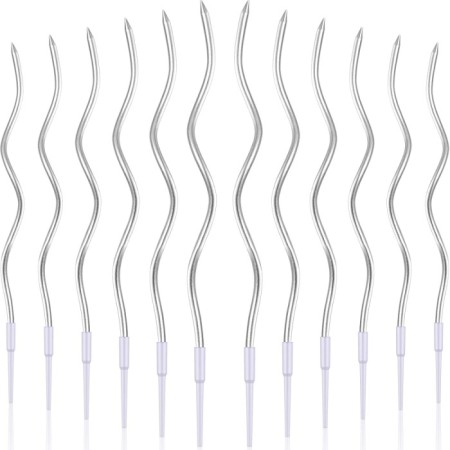 Metalik Burgulu Gümüş Mum 12 lı 16 cm