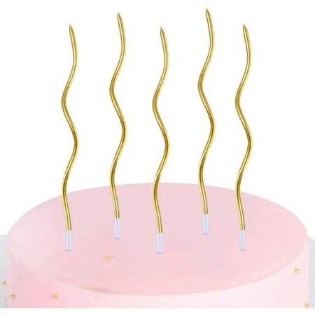 Metalik Burgulu Gold Mum 12 lı 16 cm