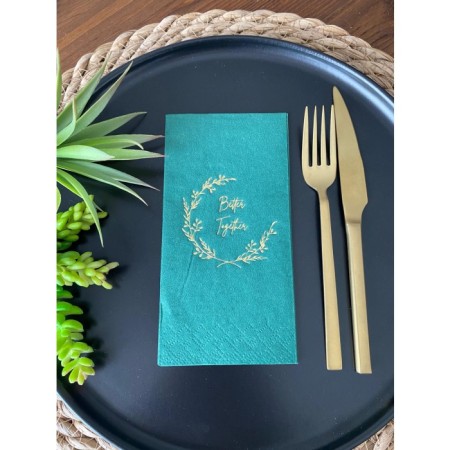 Gold Yaldızlı Yeşil Better Together  Peçete 16 Adet