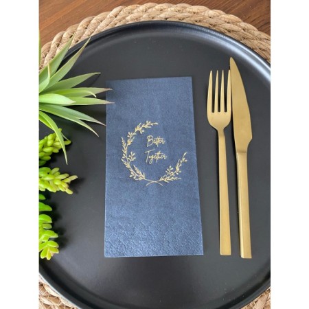 Gold Yaldızlı Siyah Better Together Peçete 16 Adet