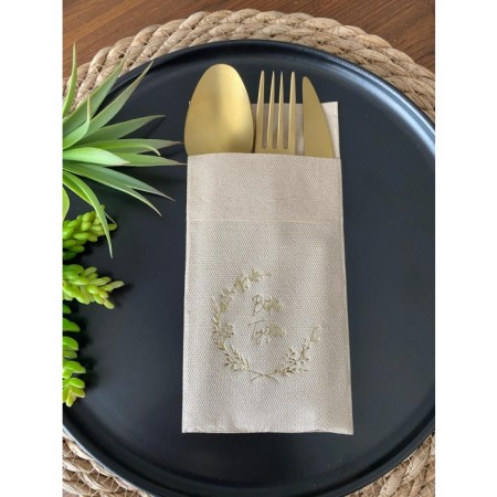 Gold Yaldızlı Kraft Better Together Cepli Peçete 12 Adet 40x40