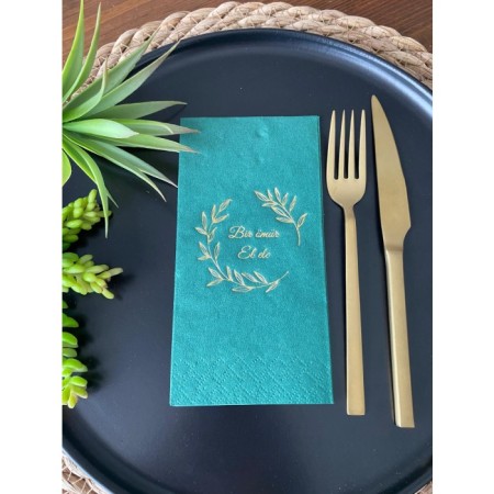 Gold Yaldızlı Yeşil Bir Ömür El Ele Peçete 16 Adet