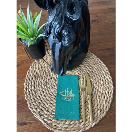 Gold Yaldızlı Yeşil Kuwait  Town Peçete 16 Adet