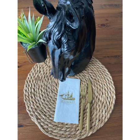 Gold Yaldızlı Beyaz Kuwait Town Peçete 16 Adet