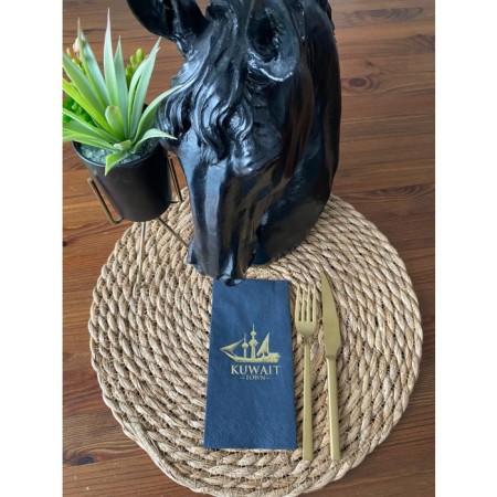 Gold Yaldızlı Siyah Kuwait Town Peçete 16 Adet