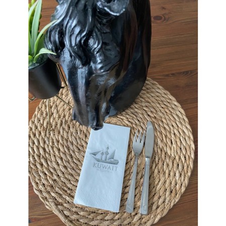 Gümüş Yaldızlı Beyaz Kuwait Town Peçete 16 Adet