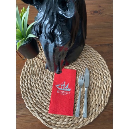 Gümüş Yaldızlı Kırmızı Kuwait Town Peçete 16 Adet