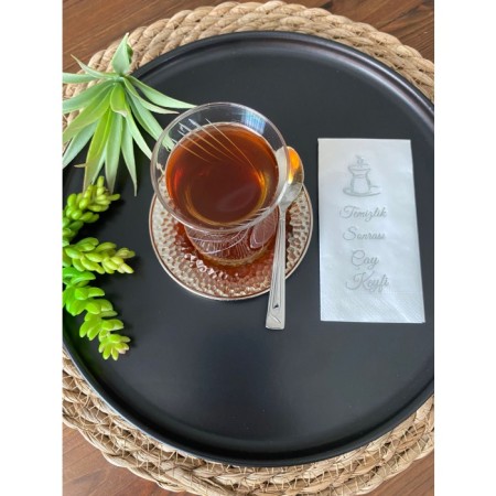 Gümüş Yaldızlı Beyaz Temizlik Sonrası Çay Keyfi Kahve Peçete 6x12 cm