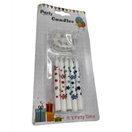 Yıldız Baskılı İnce Mum 8 cm 8 li