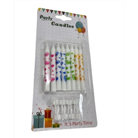 Kalp Baskılı İnce Mum 8 cm 8 li