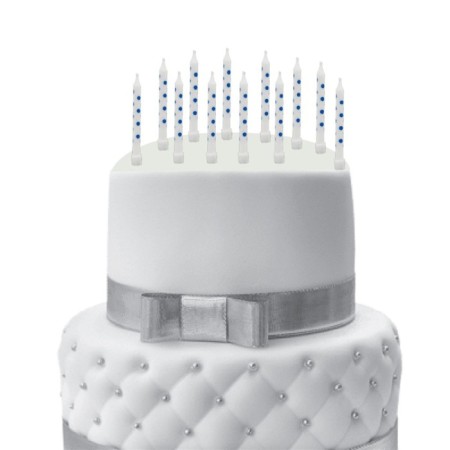 Puantiyeli Mavi Mum 6 cm 12 li