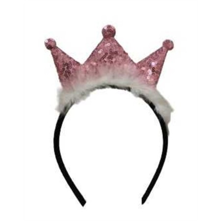 Pullu Tüylü Kraliçe Taç Pembe