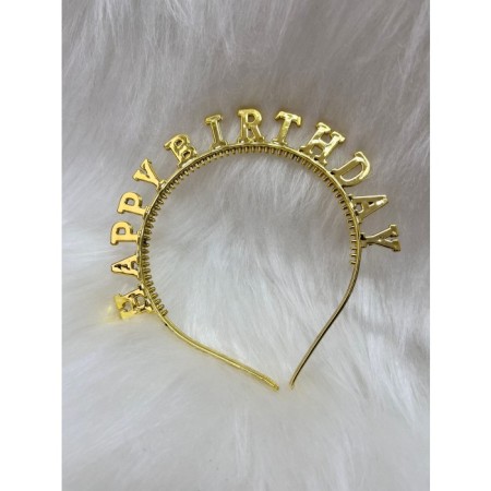 Happy Bırthday Gold Plastik Parlak Taç