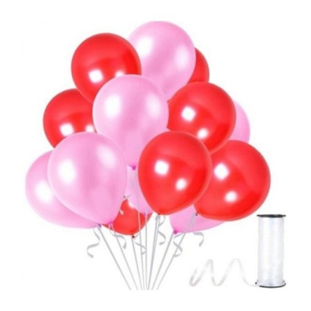 50 Adet Metalik Pembe Kırmızı Balon 2 Renk