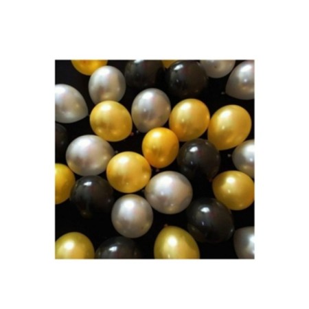 50 Adet Metalik Gold Gümüş Siyah Balon 3 Renk