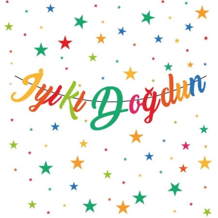 İyi Ki Doğdun Kaligrafi Banner Pastel Renkli 110x20 cm