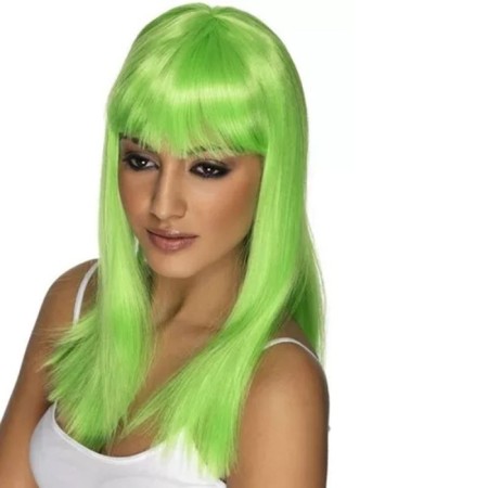 Yeşil Renk Uzun Parti Peruk 60 cm