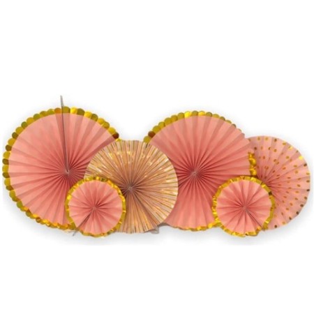 Kağıt Yelpaze Süs Varaklı Somon Set 6 lı