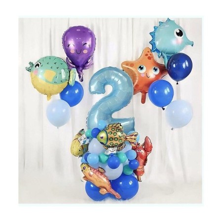 Deniz Canlıları Yaş Balon Karışık Renk Folyo Balon Seti