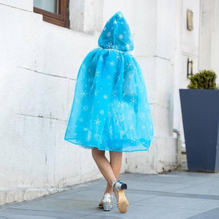 Kar Taneli Kapüşonlu Pelerin 80 cm