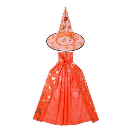 Halloween Çocuk Pelerin Şapka Seti Turuncu 80 cm