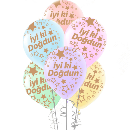 Makaron İyi Ki  Doğdun Baskılı Karışık Balon 10 Adet
