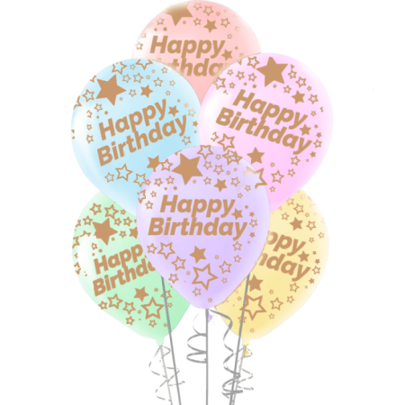 Makaron Happy Bırthday Baskılı Karışık Balon 10 Adet