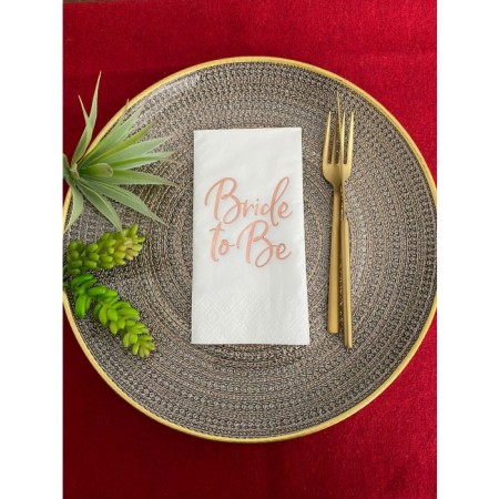 Rose Gold Yaldızlı Beyaz Bride To Be Peçete 16 lı