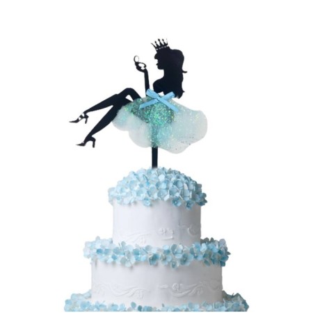 Pasta Üstü Kraliçe Etekli Model Mavi Tüllü 16 cm