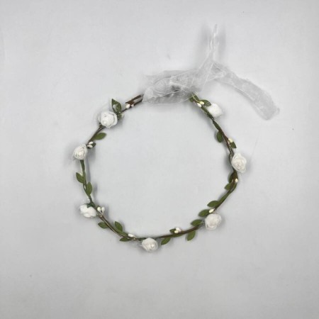 Beyaz Çiçekli Çember Işıklı Taç