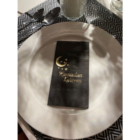 Gold Yaldızlı Siyah Ramadan Karem Peçete 16 Adet