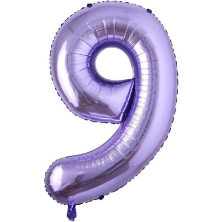 9 Rakam Mor Folyo Balon 40 inç 100 cm