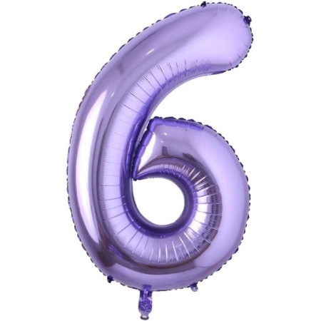 6 Rakam Mor Folyo Balon 40 inç 100 cm