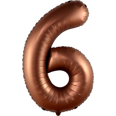 6 Rakam Çikolata Kahve Folyo Balon 40 inç 100 cm
