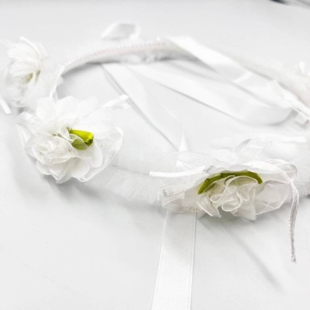 Çiçekli Kurdeleli Çember Taç