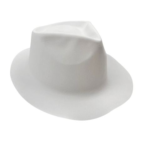 Beyaz Lazer Plastik Kadife Fotr Model Şapka 30x25 cm