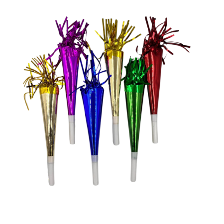 Metalik Renkli Püsküllü Vuvuzela Kaynana Dili 6 lü 30 cm