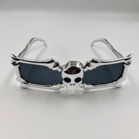 Halloween Plastik İskelet Kemik Model Gözlük Gümüş