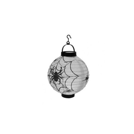 Halloween Japon Feneri Led Pilli 20 cm Beyaz Örümcek