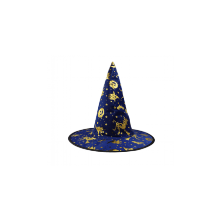 Cadı Şapkası Kadife Gold Basılı Lacivert