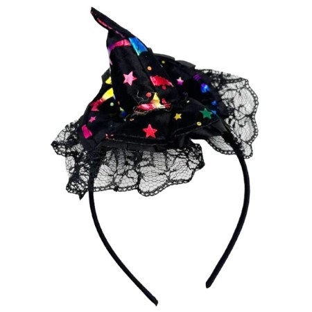 Halloween Mini Cadı Şapkası Taç Tüllü Renkli Model