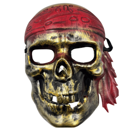 Plastik Korsan Maskesi Halloween Kurukafa Gold