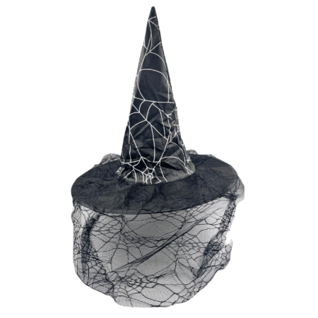Cadı Şapkası Siyah Kadife Tüllü